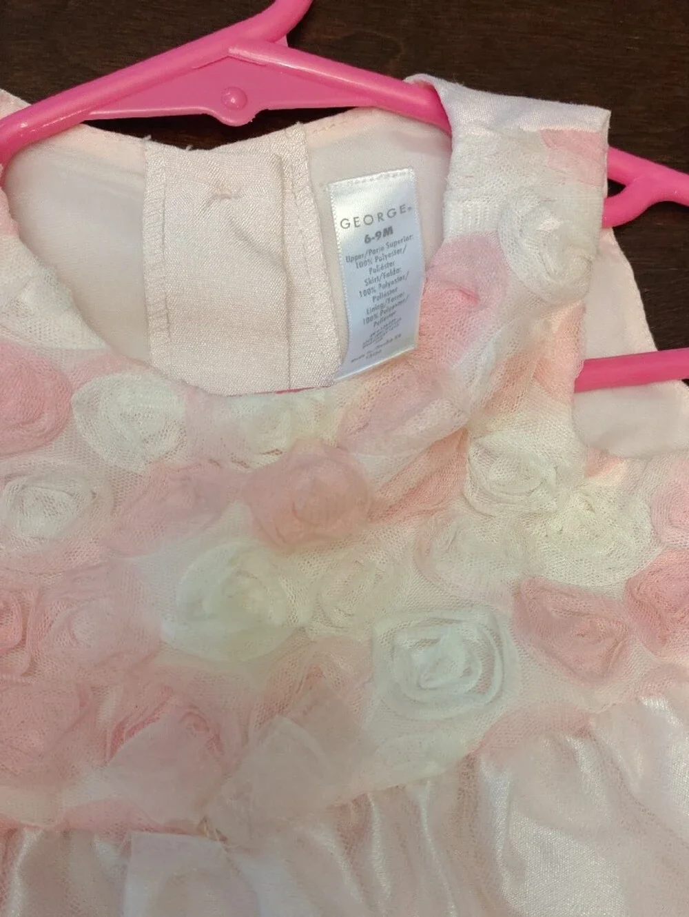 George Pink and White Rosette Tulle Dress George